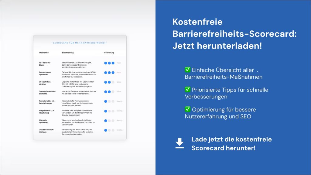 Barrierefreiheit Beispiel Check mit praktischer Scorecard