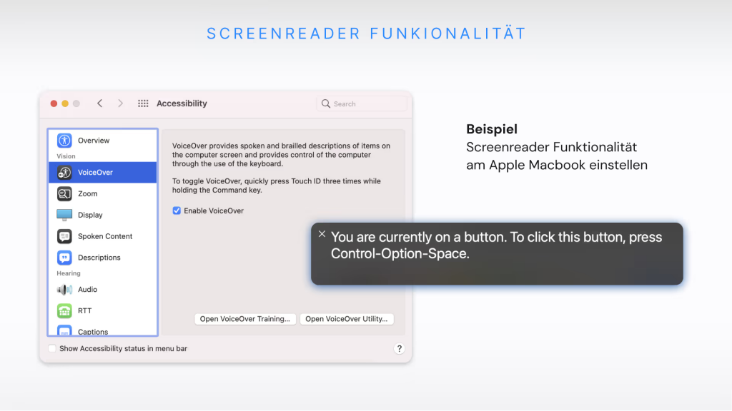 Wie du den Screenreader auf MacOS aktivierst, um barrierefreie Formulare zu testen
