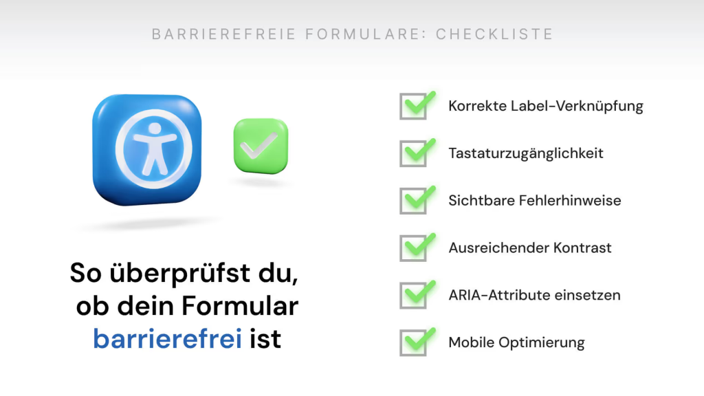 Checkliste, um die Barrierefreiheit deines Kontaktformulars sicherzustellen