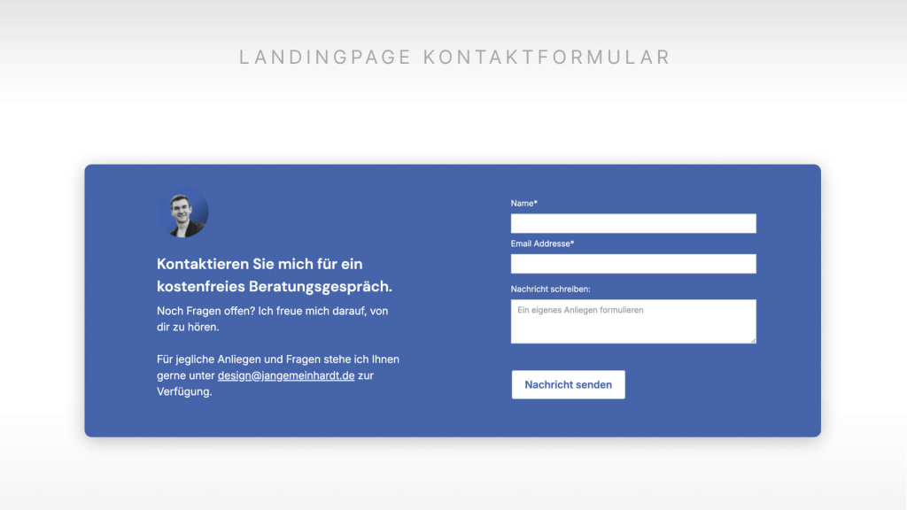 Beispiel eines Kontakformular für den Aufbau einer Landingpage