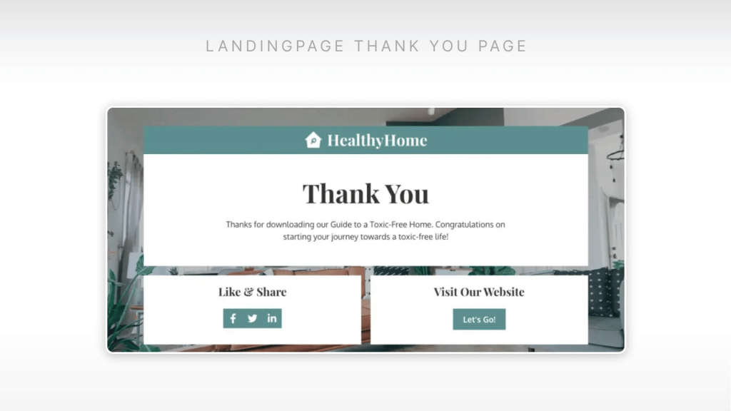Beispiel einer Thank You Page nach dem Aufbau der Landingpage fuer Cross Selling