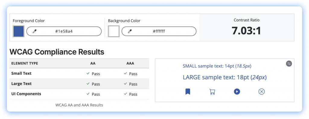 Barrierefreiheit Level AAA mit Colour Contrast Checker