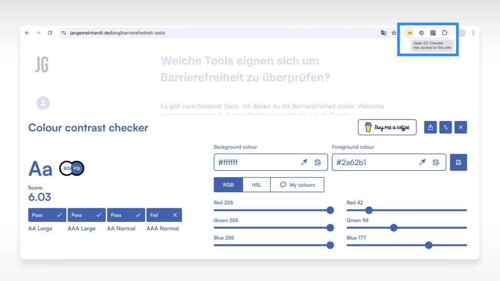 Barrierefreie Farben prüfen mit Kontrast Tool Checker