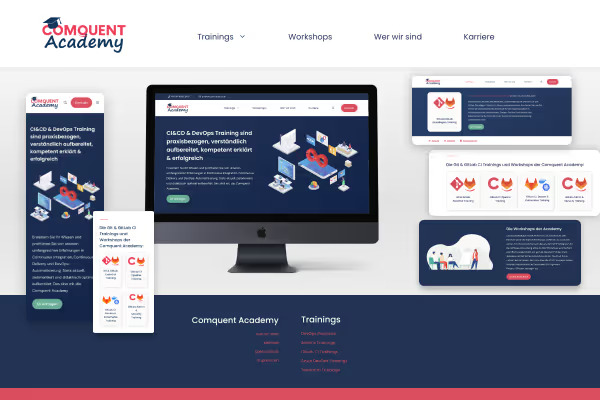 Responsive Webdesign Beispiel einer Website auf unterschiedlichen Bildschirmgrößen