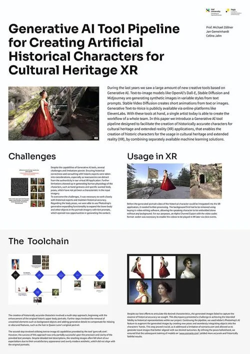 Poster aus der Forschung: Generative AI Tool Pipeline for Creating Artificial Historical Characters for Cultural Heritage XR