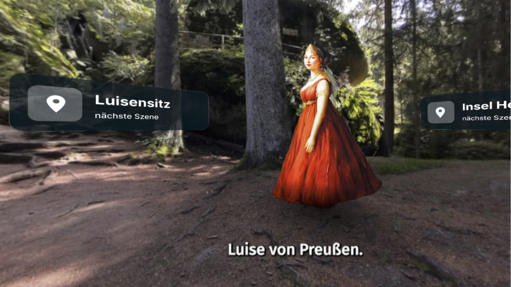 Untertitel Beispiel in einer WebXR Anwendung für mehr Barrierefreiheit