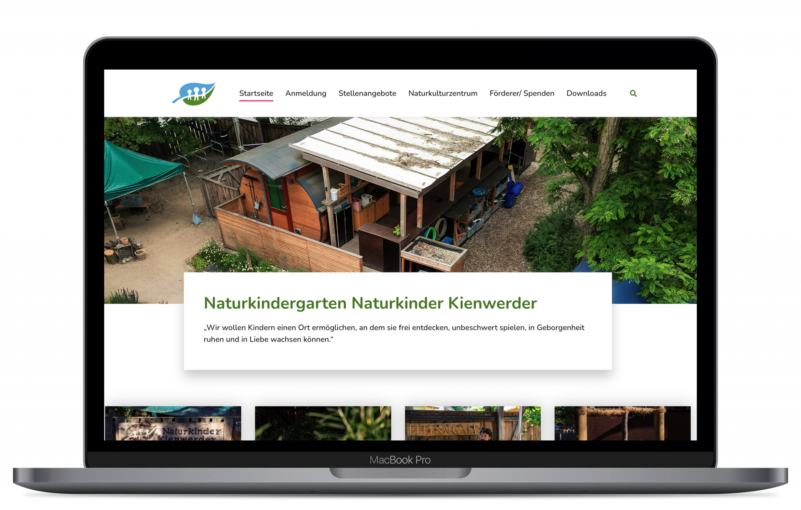 Website Mockup des Naturkinder Kienwerder e.V.